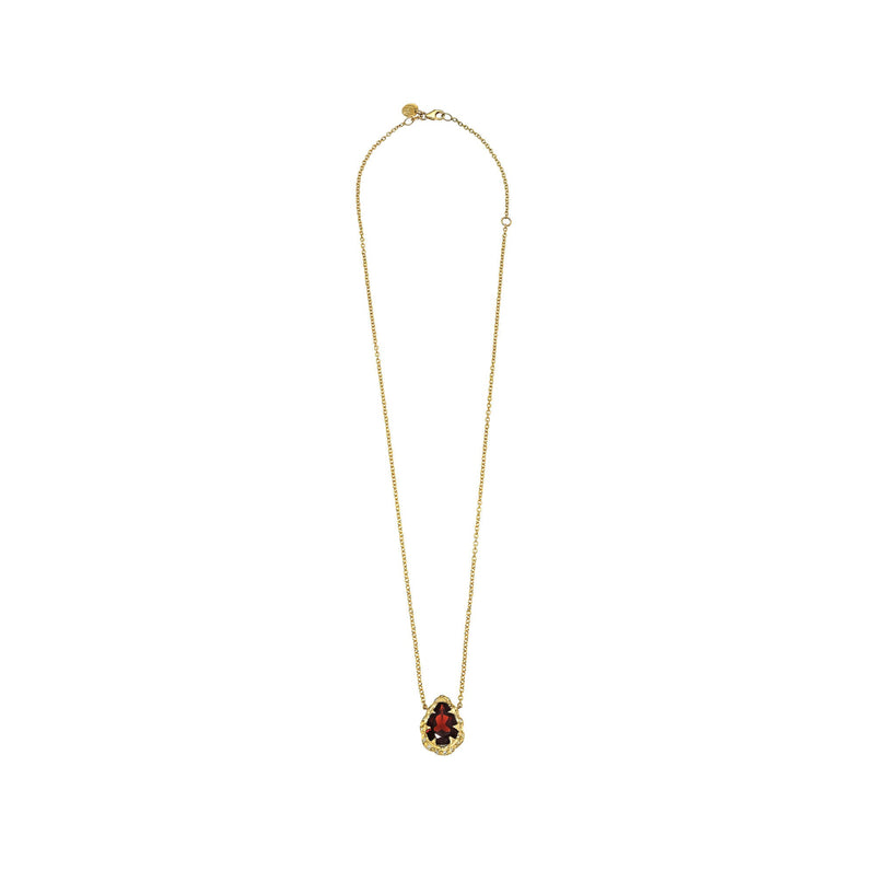Queen Water Drop Garnet Necklace with Sprinkled Diamonds by Logan Hollowell Jewelry