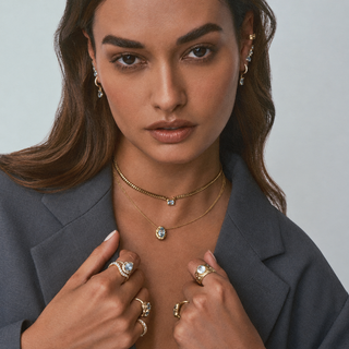 Baby Queen Water Drop Aquamarine Necklace with Full Pavé Diamond Halo by Logan Hollowell Jewelry