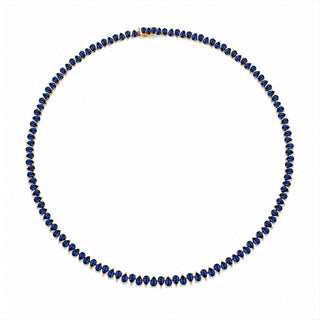 Petite Reverse Water Drop Blue Sapphire Tennis Necklace Rose Gold by Logan Hollowell Jewelry