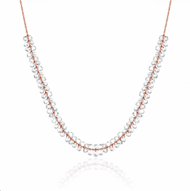 Eau de Rose Cut Diamond Necklace Rose Gold 18" by Logan Hollowell Jewelry