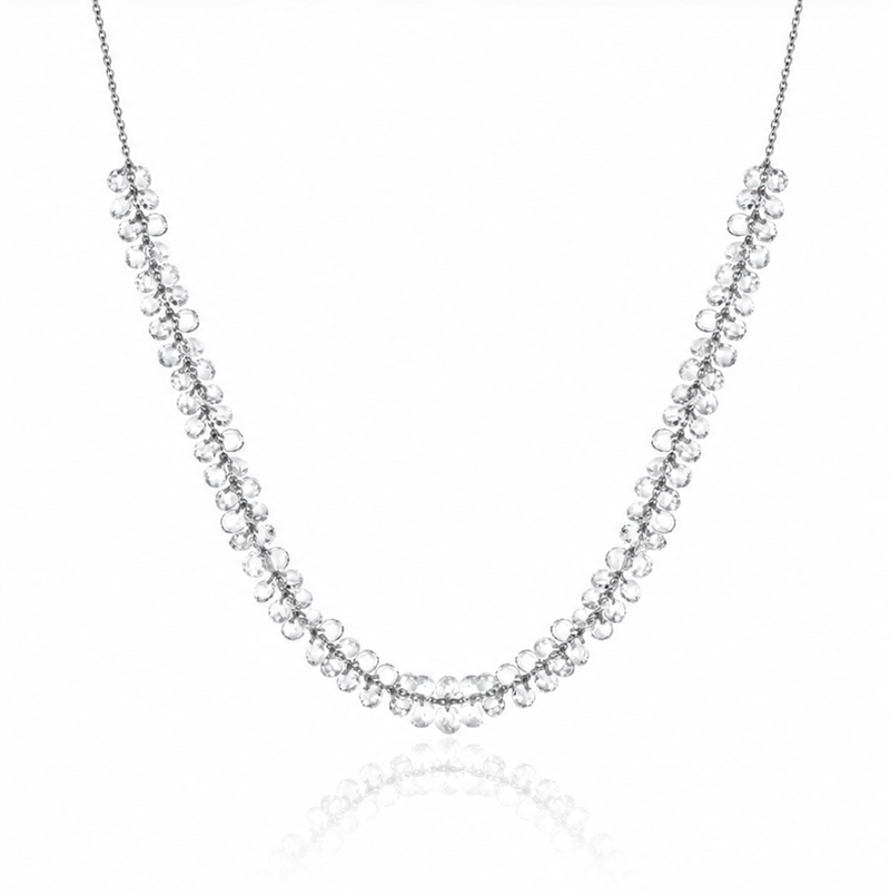 Eau de Rose Cut Diamond Necklace White Gold 18" by Logan Hollowell Jewelry
