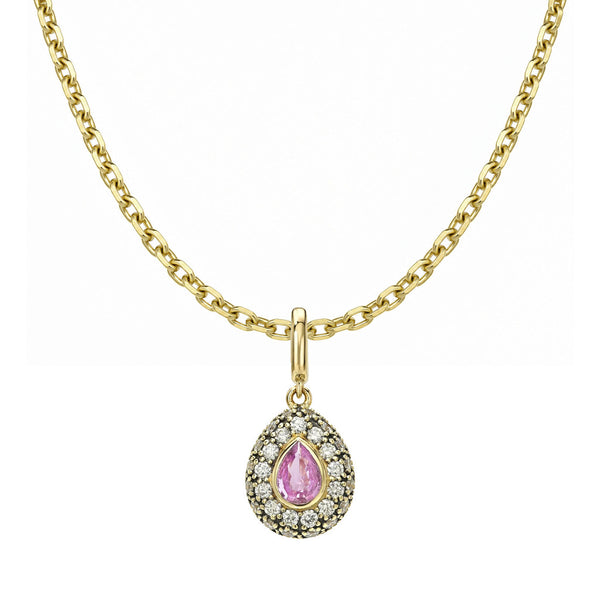 Pink Sapphire Pop Rocks Pendant Pendant and Chain Yellow Gold by Logan Hollowell Jewelry