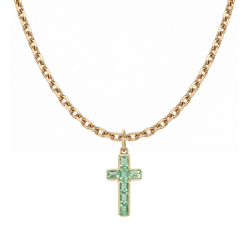 Emerald Channel Faith Pendant Full Necklace Rose Gold by Logan Hollowell Jewelry