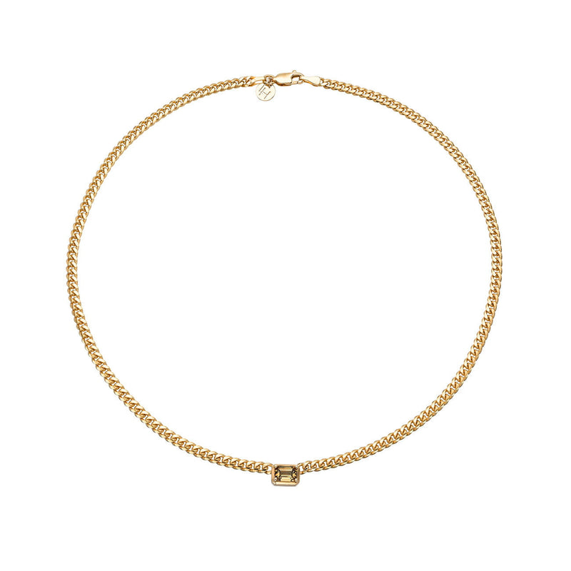 Emerald Cut Desert Cuban Choker Rose Gold 14" by Logan Hollowell Jewelry