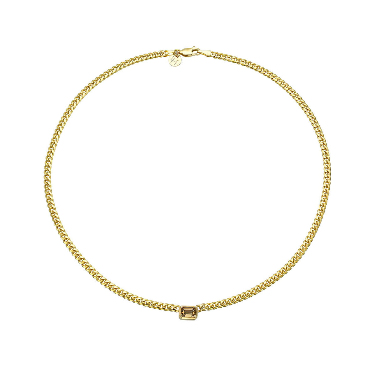 Emerald Cut Desert Cuban Choker Yellow Gold 14" by Logan Hollowell Jewelry