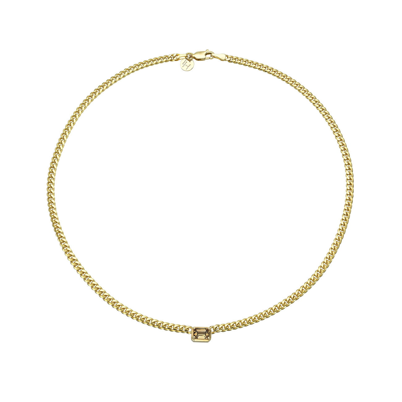 Emerald Cut Desert Cuban Choker Yellow Gold 14" by Logan Hollowell Jewelry