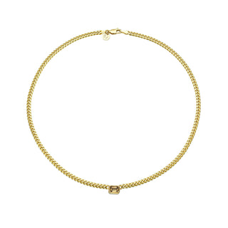 Emerald Cut Desert Cuban Choker Yellow Gold 14" by Logan Hollowell Jewelry