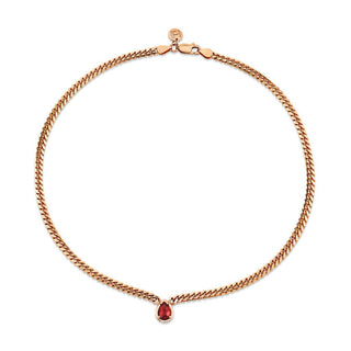 Queen Pear Ruby Cuban Choker Rose Gold 14" by Logan Hollowell Jewelry