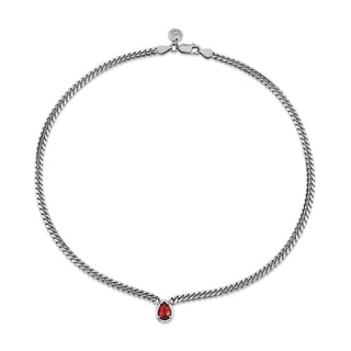 Queen Pear Ruby Cuban Choker White Gold 14" by Logan Hollowell Jewelry