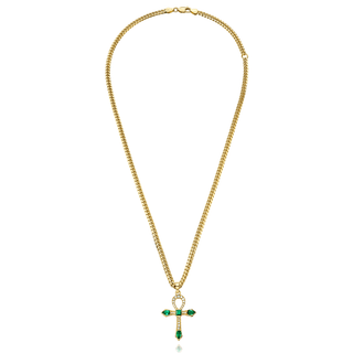 Eternal Ankh Pavé Diamond and Emerald Necklace | Ready to Ship by Logan Hollowell Jewelry