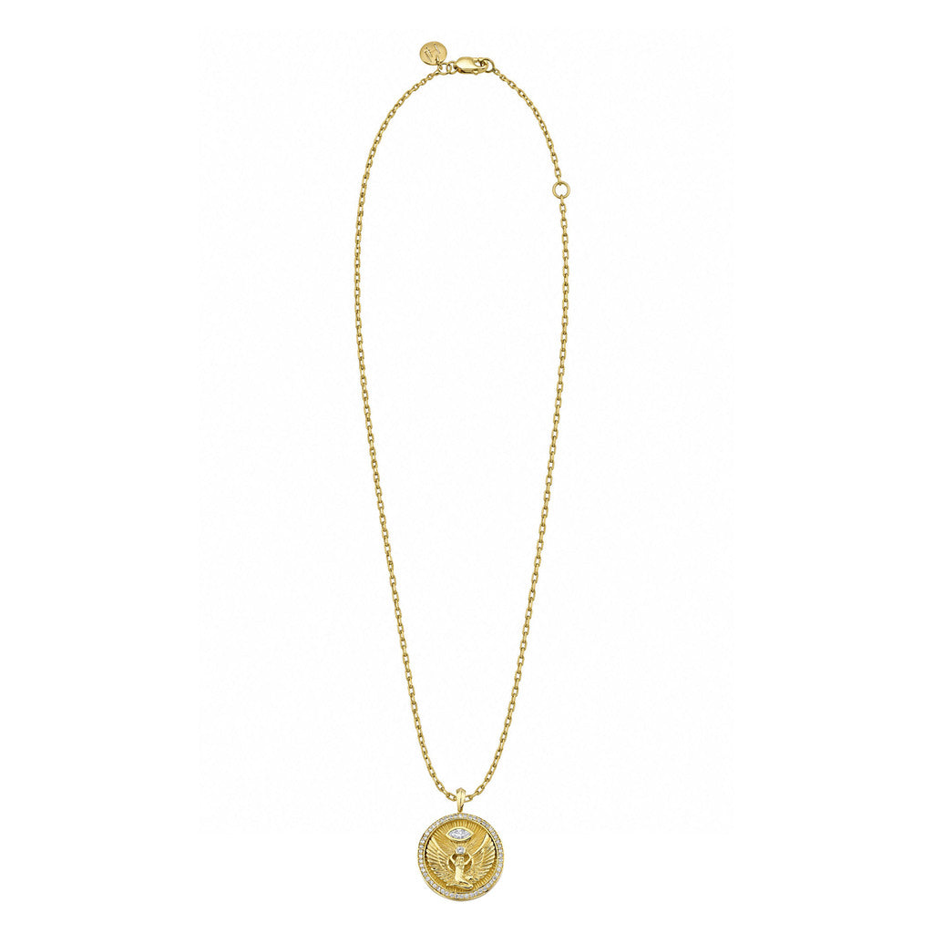 Isis Diamond Pavé Halo Coin Pendant by Logan Hollowell Jewelry