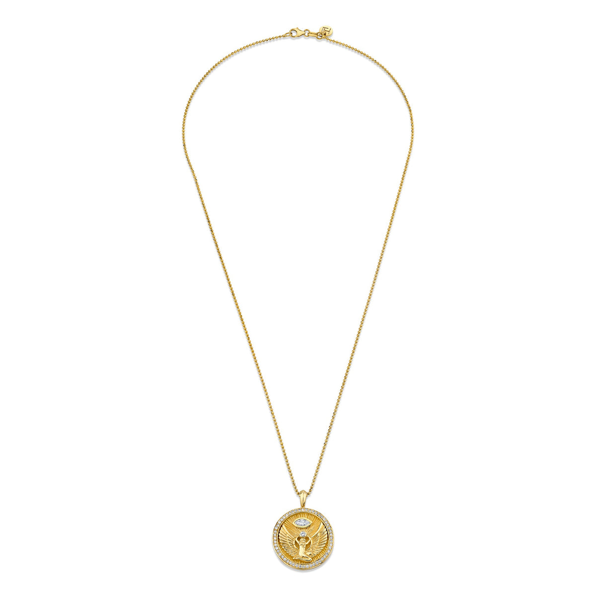 Isis Diamond Pavé Halo Coin Pendant by Logan Hollowell Jewelry