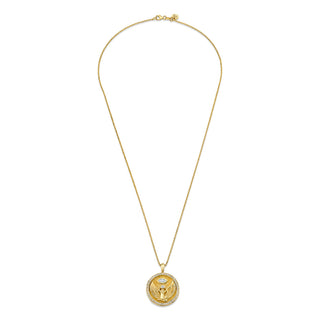 Isis Diamond Pavé Halo Coin Pendant by Logan Hollowell Jewelry