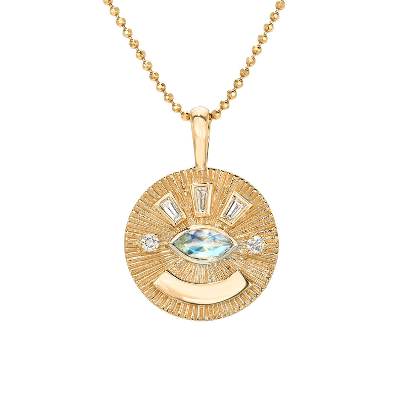 Medium Moonstone Angel Eye Coin Necklace
