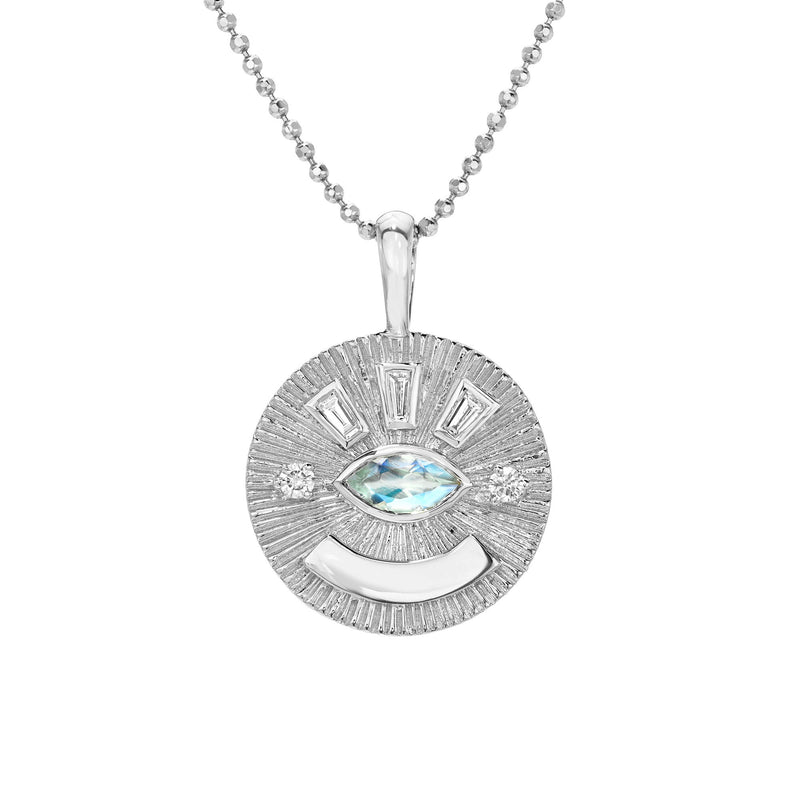 Medium Moonstone Angel Eye Coin Necklace