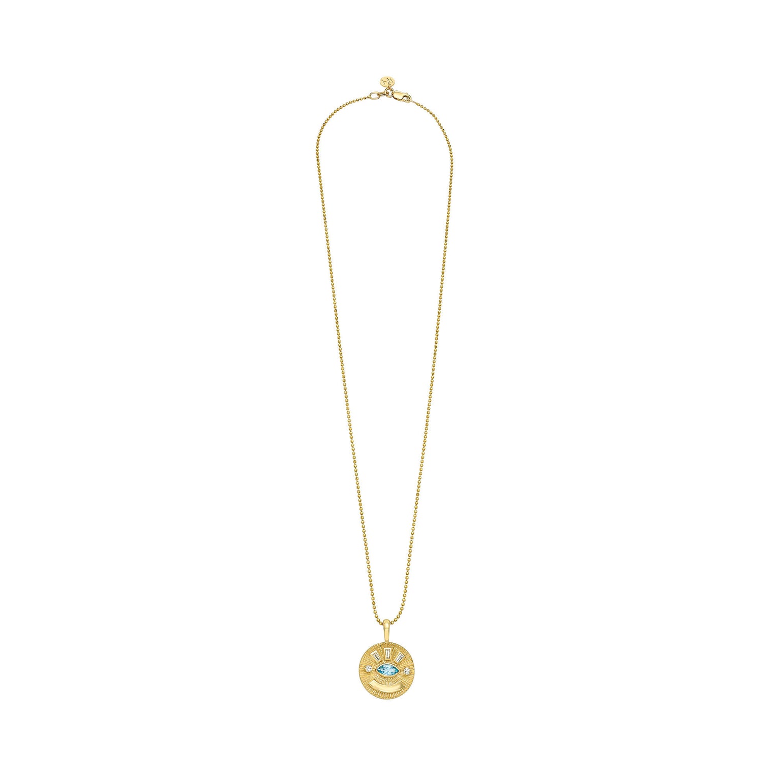 Medium Aquamarine Angel Eye Coin Necklace