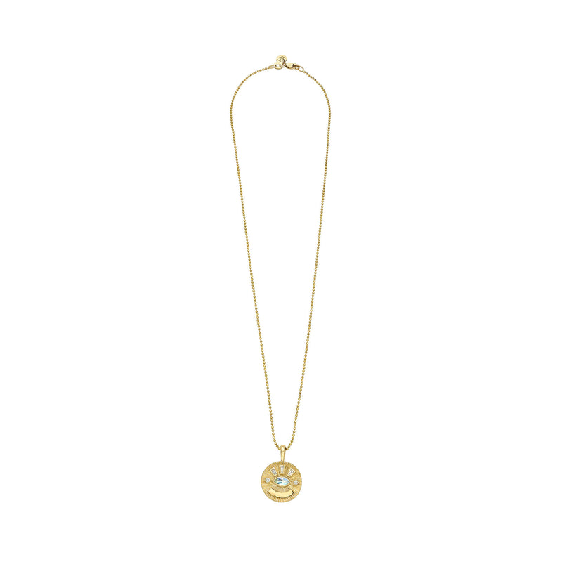 Medium Moonstone Angel Eye Coin Necklace