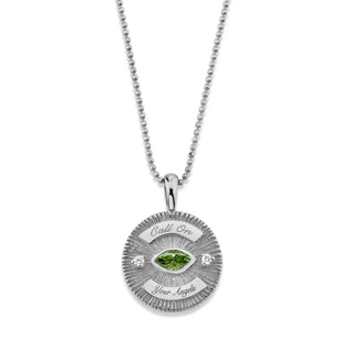Call On Your Angels Green Tourmaline Angel Eye Coin Necklace White Gold 16" by Logan Hollowell Jewelry