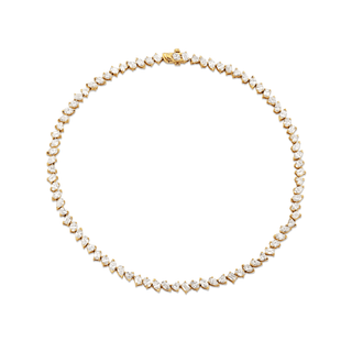 18k Fortuna Tennis Necklace with Diamonds Yellow Gold 13.5" Lab-Created by Logan Hollowell Jewelry