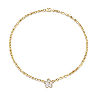 Eternal Jardin Rose Cut Marquise Diamond Flower Choker Yellow Gold 15" by Logan Hollowell Jewelry