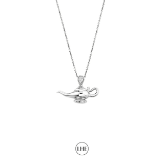 Genie Lamp with Pear Diamond White Gold   by Logan Hollowell Jewelry