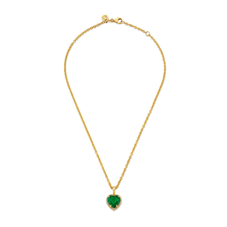 Heart Emerald Pendant w/ Full Pave Halo Yellow Gold   by Logan Hollowell Jewelry