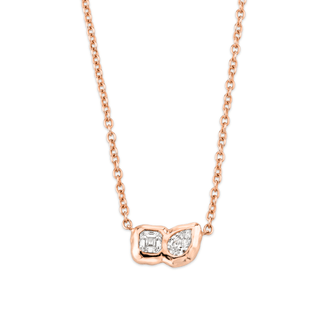 Lover's Duet River Diamond Necklace Rose Gold 14"  by Logan Hollowell Jewelry