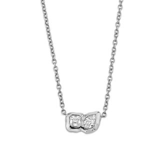 Lover's Duet River Diamond Necklace White Gold 14"  by Logan Hollowell Jewelry