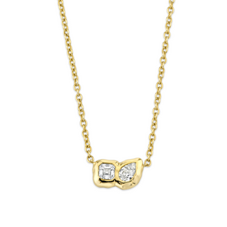 Lover's Duet River Diamond Necklace Yellow Gold 14"  by Logan Hollowell Jewelry