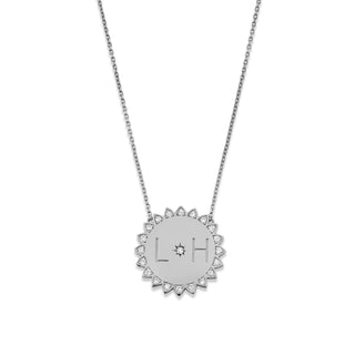 Custom Initials Medium "You Are My Sunshine" Necklace White Gold 2  by Logan Hollowell Jewelry