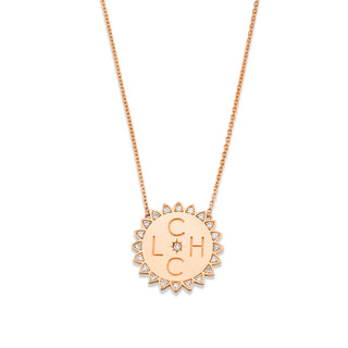 Custom Initials Medium "You Are My Sunshine" Necklace Rose Gold 4  by Logan Hollowell Jewelry