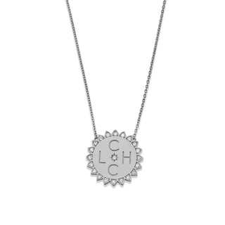 Custom Initials Medium "You Are My Sunshine" Necklace White Gold 4  by Logan Hollowell Jewelry