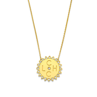 Custom Initials Medium "You Are My Sunshine" Necklace Yellow Gold 4  by Logan Hollowell Jewelry