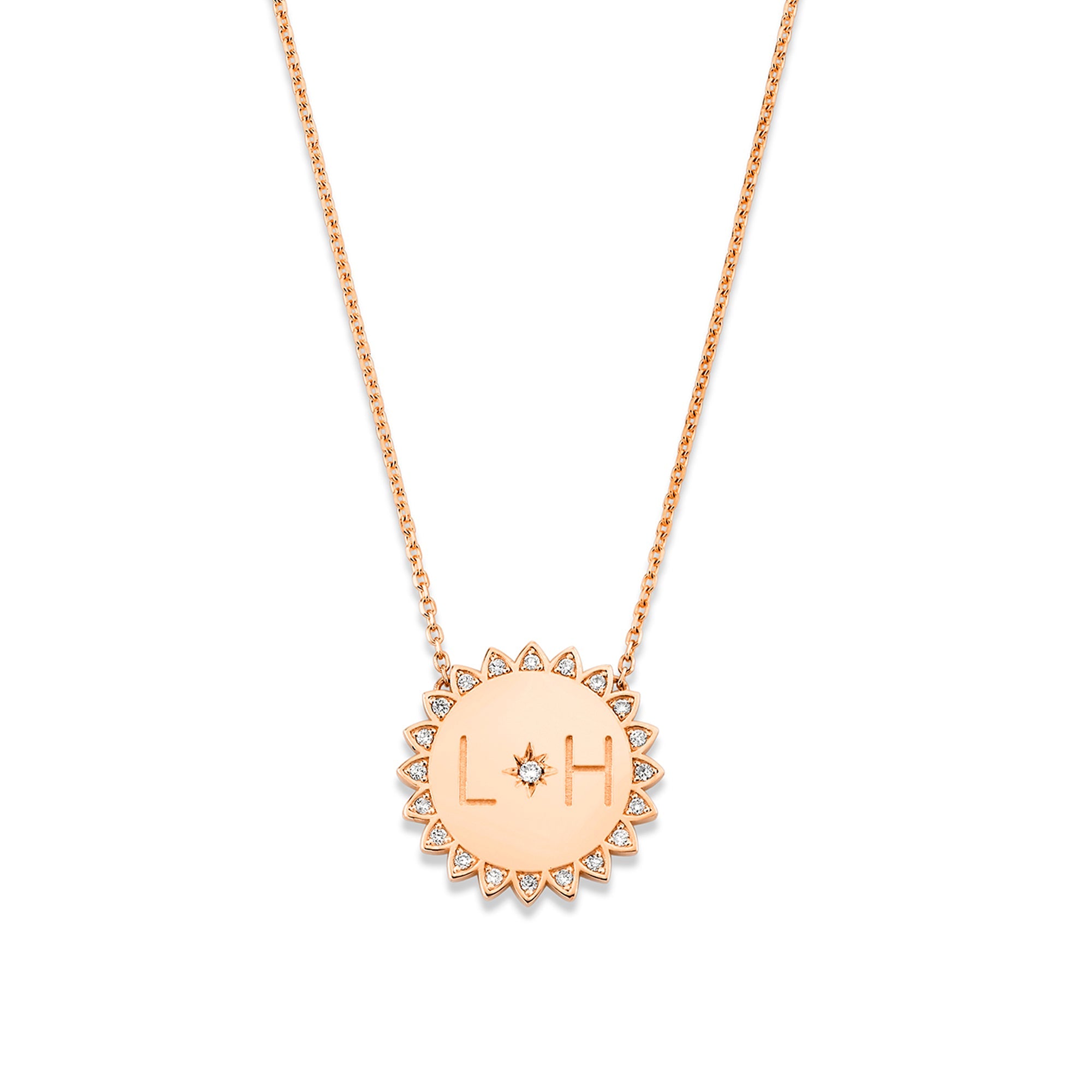 Custom Initials Classic "You Are My Sunshine" Necklace Rose Gold 2  by Logan Hollowell Jewelry