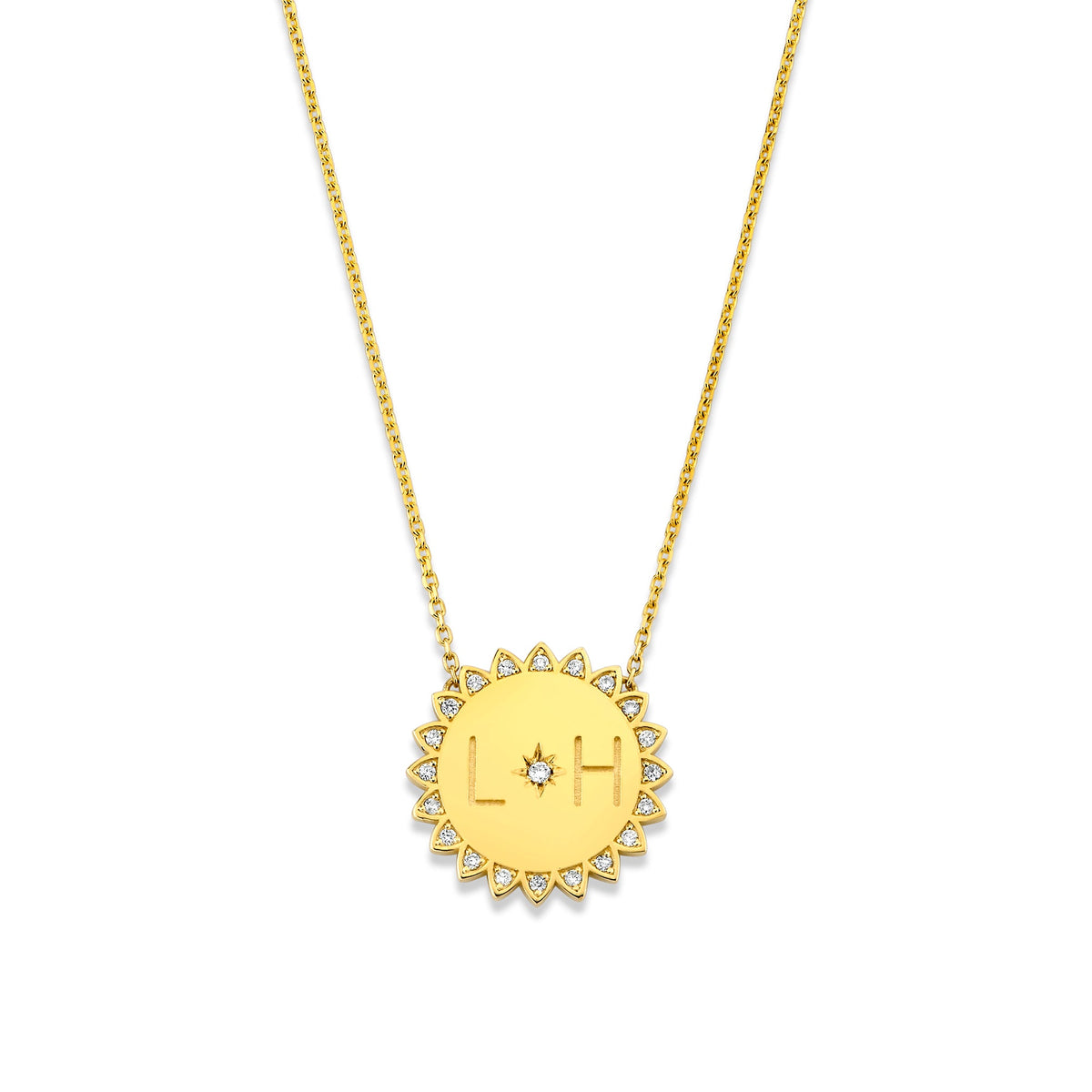 Custom Initials Classic "You Are My Sunshine" Necklace (Showroom Only) Yellow Gold 2 by Logan Hollowell Jewelry