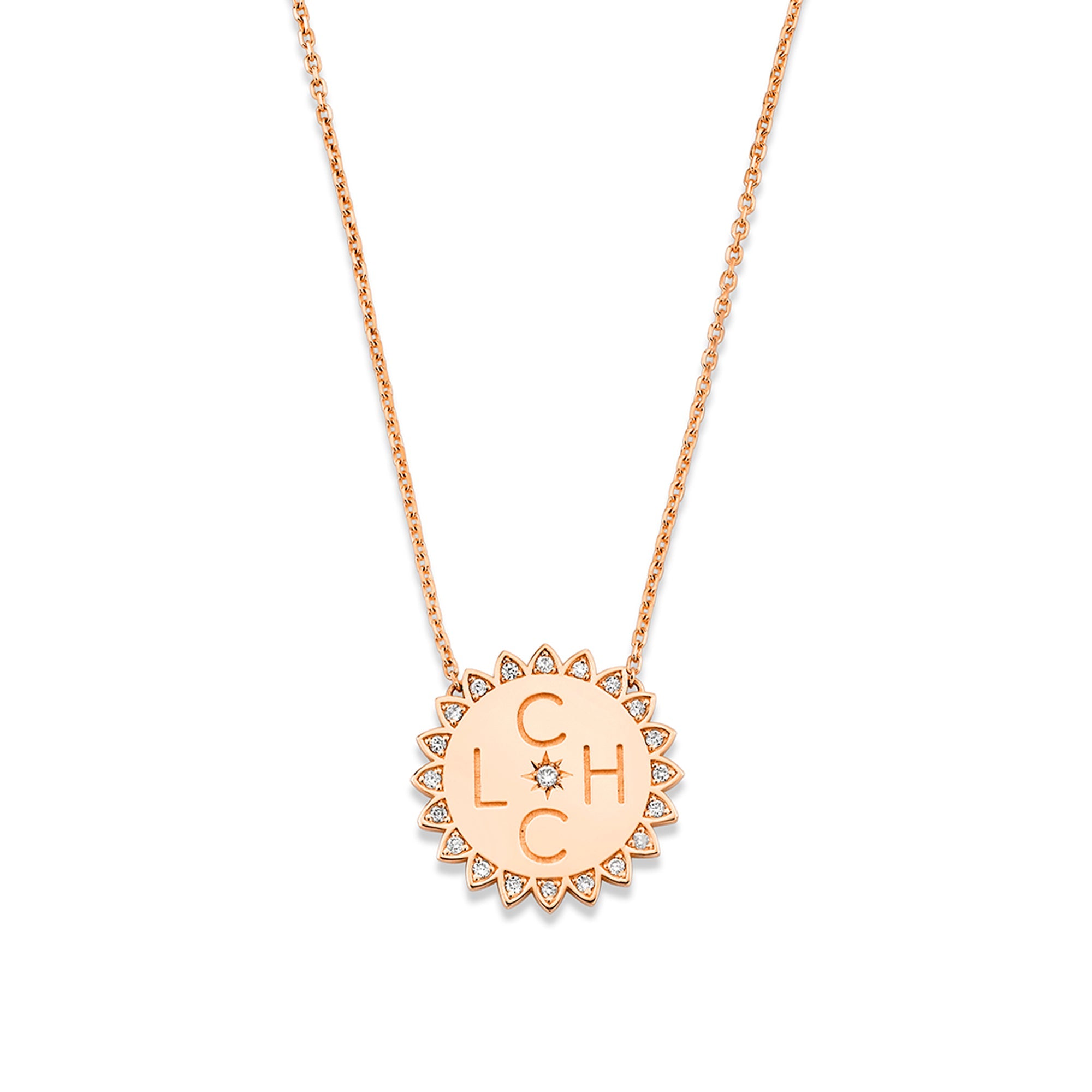Custom Initials Classic "You Are My Sunshine" Necklace Rose Gold 4  by Logan Hollowell Jewelry