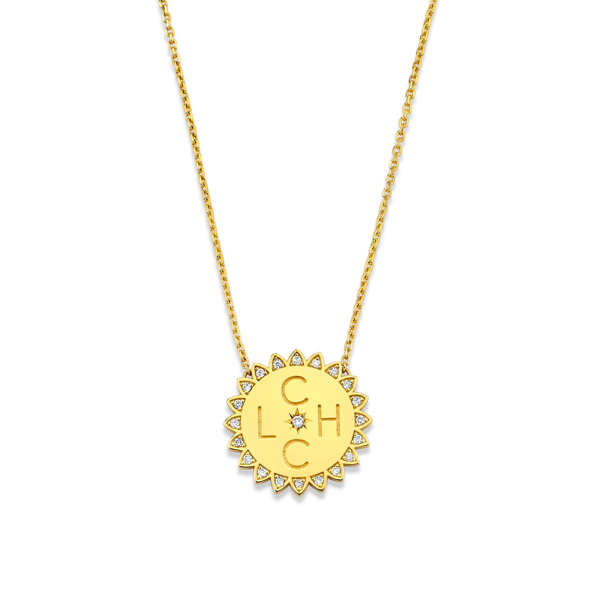 Custom Initials Classic "You Are My Sunshine" Necklace (Showroom Only) Yellow Gold 4 by Logan Hollowell Jewelry