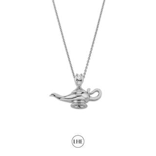 Genie Lamp with Round Diamonds White Gold   by Logan Hollowell Jewelry