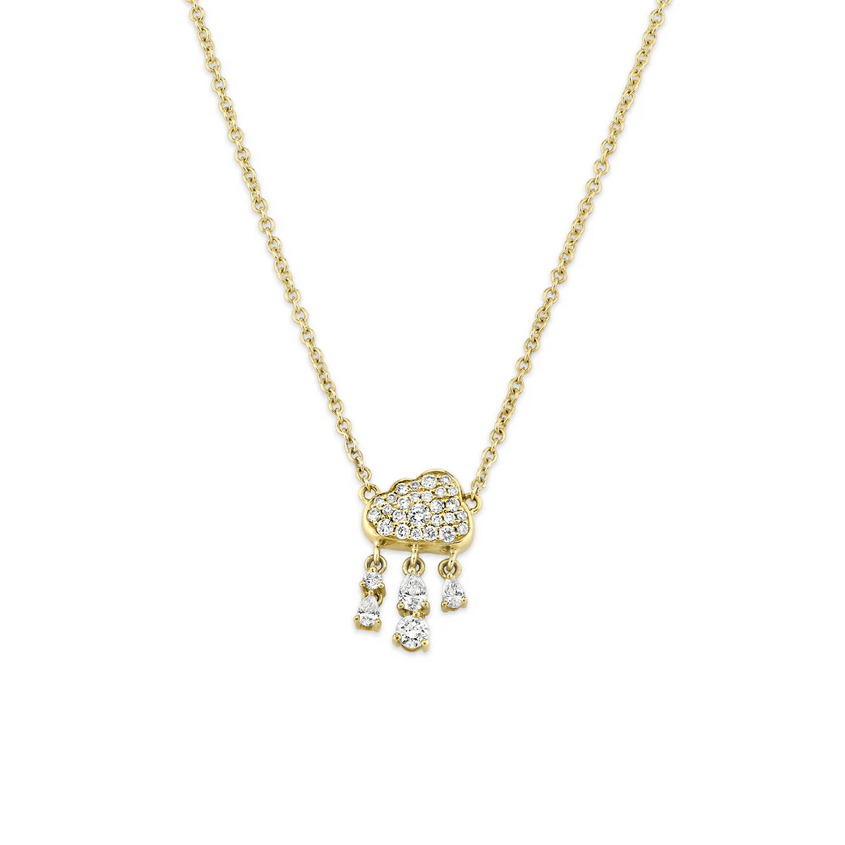 Pavé Diamond Rain Cloud Necklace | Ready to Ship Yellow Gold by Logan Hollowell Jewelry