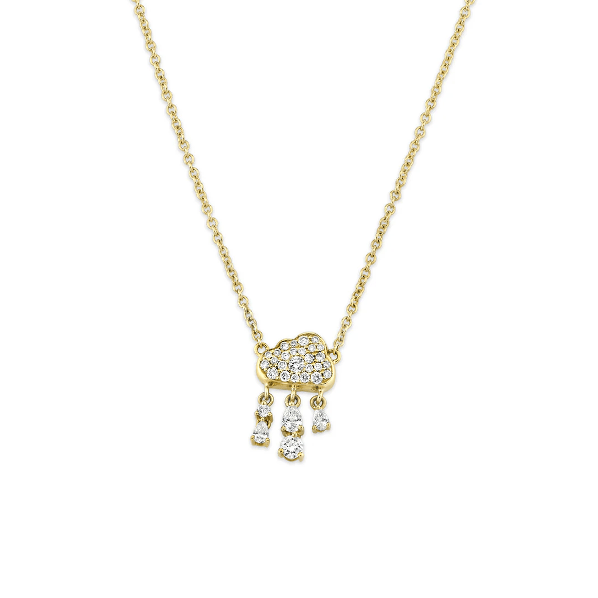 Pavé Diamond Rain Cloud Necklace | Ready to Ship Yellow Gold by Logan Hollowell Jewelry