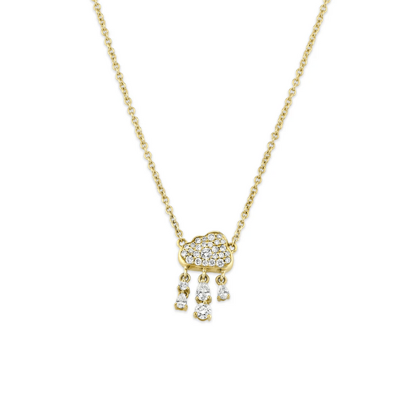 Pavé Diamond Rain Cloud Necklace | Ready to Ship Yellow Gold by Logan Hollowell Jewelry
