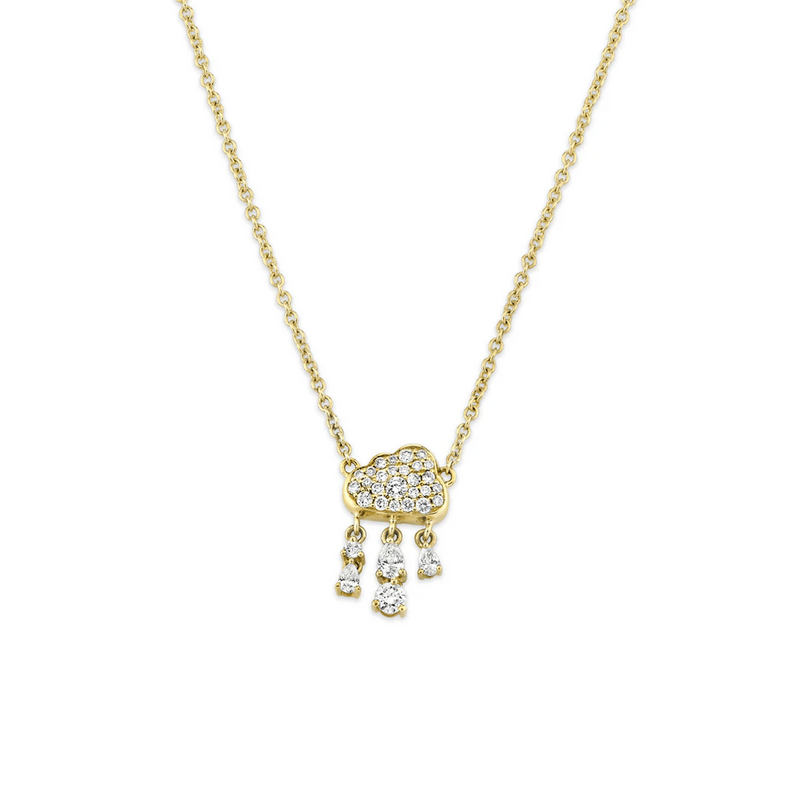 Pavé Diamond Rain Cloud Necklace | Ready to Ship Yellow Gold by Logan Hollowell Jewelry