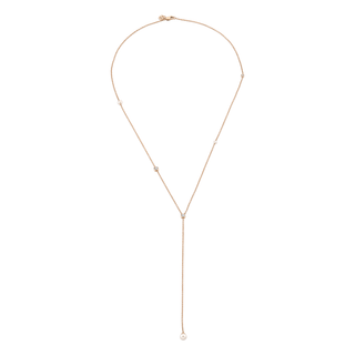 Orbit Pearl & Diamond Lariat Rose Gold   by Logan Hollowell Jewelry