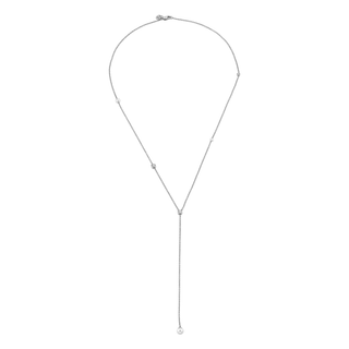 Orbit Pearl & Diamond Lariat White Gold   by Logan Hollowell Jewelry