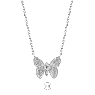 Metamorphosis Butterfly Necklace White Gold   by Logan Hollowell Jewelry