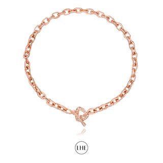 Atlantis Diamond Chain Necklace with Pavé Trillion Toggle Rose Gold 15"  by Logan Hollowell Jewelry