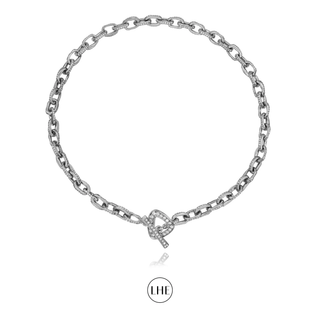 Atlantis Diamond Chain Necklace with Pavé Trillion Toggle White Gold 15"  by Logan Hollowell Jewelry