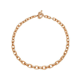 Graduated Atlantis Diamond Chain Necklace with Pavé Trillion Toggle Rose Gold 15" by Logan Hollowell Jewelry