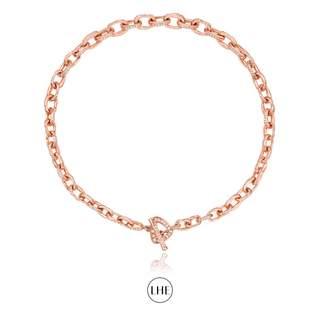 Graduated Atlantis Diamond Chain Necklace with Pavé Trillion Toggle Rose Gold 15"  by Logan Hollowell Jewelry