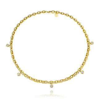 Classic Diamond Chain Gypsy Roma Choker | Ready to Ship Yellow Gold 14" by Logan Hollowell Jewelry